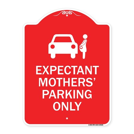 Signmission Expectant Mothers Parking W/ Graphic, Red & White Aluminum Sign, 24" L, 18" H, RW-1824-24028 A-DES-RW-1824-24028